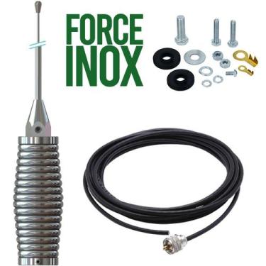 Imagem de Antena Px Inox Cromada Bobinada Maria Mole 2,70m Cabo Coaxial 5,5m Par