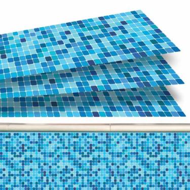 Imagem de Adesivo Piscina Pastilha Degradê Tons De Azul 100x30 - Resitank