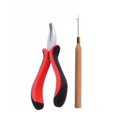 Imagem de Kit Alicate Ponta Curta E Agulha Para Alongamento Mega Hair - Lux Hair