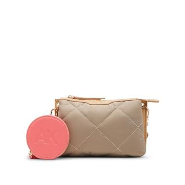 Imagem de Anne Klein Ew Bolsa tiracolo acolchoada de nylon com alça de logotipo, Pedra/areia quente/coral, X- Small