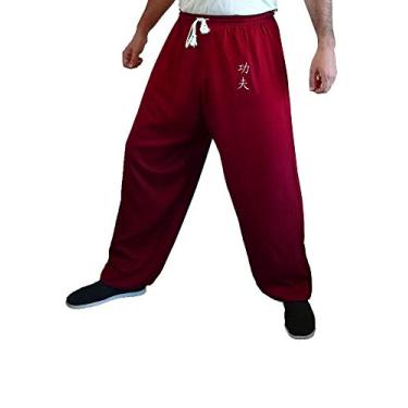 Imagem de Calças Kung Fu Tai Chi e Wing Chun Calças estilo calças de artes marciais para mulheres e homens leves e suaves, Kung Fu Borgonha, M