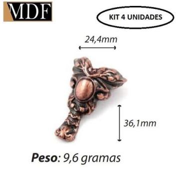 Imagem de Kit 4 Pezinho Todo Trabalhado 2,44x3,61cm Caixa e Bandeja Artesanato -