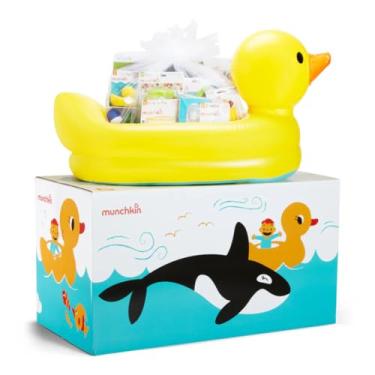 Imagem de Munchkin Cesta de presente para bebês Duck Tub, presente de bebê para chá de bebê, caixa de presente para bebê, uma entrega especial para um patinho sortudo