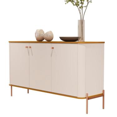Imagem de Buffet Tucupí Pés Metal Off White Nature Bronze JB Bechara