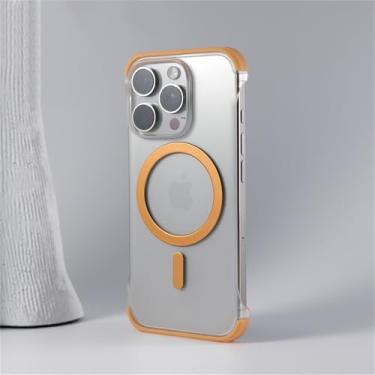 Imagem de VFDHN Capa ultrafina sem bordas magnética sem fio fosca para iPhone 16 Plus 12 13 14 15 Pro Max, capa fina sem moldura, WB CX dourada, para iPhone 12Pro Max