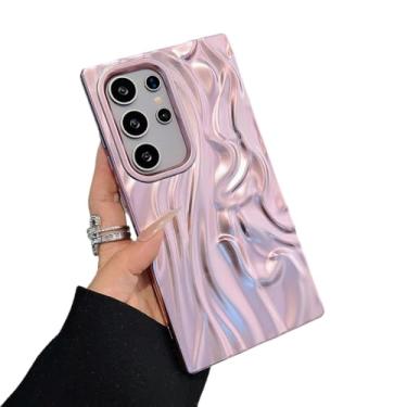 Imagem de Caseative Capa para Samsung Galaxy S23, capa de telefone macia plissada ondulada cromo ondulado padrão ondulado (rosa, S23)