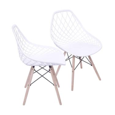 Imagem de Kit 2 Cadeiras Boxbit Kaila Base Em Madeira Branca