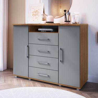 Imagem de Cômoda Gold 2 Portas 4 Gavetas Freijó/Cinza - Irm Móveis