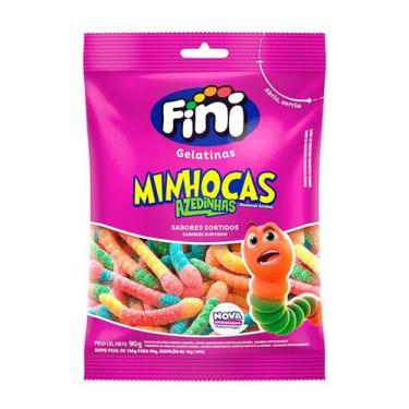 Imagem de Kit c/ 4 Bala Gelatina Fini Minhocas Citricas 90g