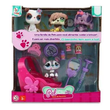 Imagem de Pet Club Hora Do Soninho Com Berço Musical + 4 Pets + 07 Acessórios - 