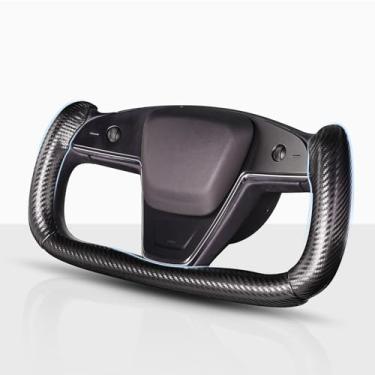 Imagem de Capa de volante para volante Tesla Yoke, capa de volante de carro para Tesla Model S 2021-2023 / Model X 2021-2023 Acessórios de volante preta