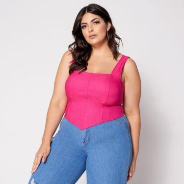 Imagem de Blusa Cropped de Alça Plus Corset com Bojo - Sal Do Mar