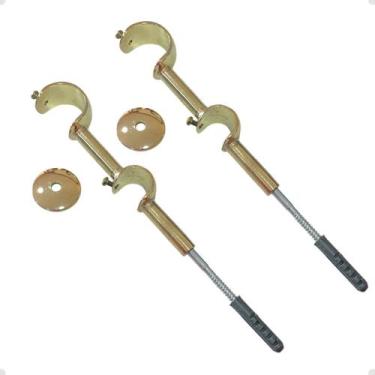 Imagem de Kit 2 Unid Suporte Varão Comum Duplo Parede 19/28mm Dourado - ART DECO
