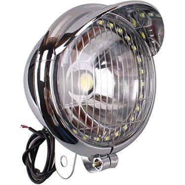 Imagem de Lâmpada frontal de motocicleta de 12,7 cm cromada com 27 LEDs Angel Eye COB LED Farol universal para BMW 528I Harley Bobber Chopper Cruisers