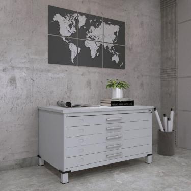 Imagem de Mapoteca Mont 5 Gavetas 71,3cm X 120,4cm Aço Cinza