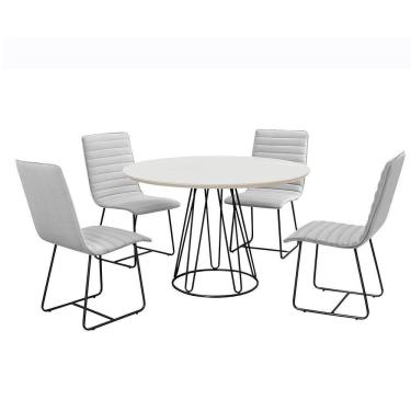 Imagem de Sala De Jantar 1,00M Base Preta Com 04 Cadeiras Laca Branco