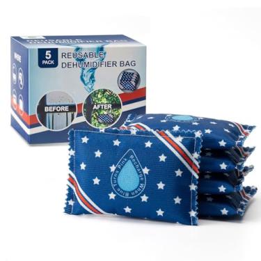 Imagem de CAREHE Sacos de desumidificador recarregáveis, pacote com 5 (100 g cada) – Absorvedores de umidade de gel de sílica para armário, carro, seguro para armas, armazenamento de garagem, trailer