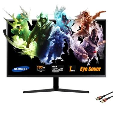 Imagem de Samsung Monitor de jogos Odyssey de 61 cm, FHD, 1ms, 180Hz, AMD FreeSync, modo protetor de olhos, suporte ajustável, equalizador preto, ponto de mira virtual, sem cintilação, W/HDMI