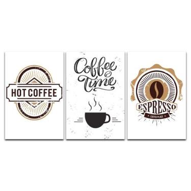 Imagem de Kit Placas Quadros Decorativos 3 pçs 20x30 Cantinho do café - SHD  Sol