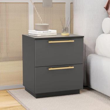 Imagem de Mesa de Cabeceira Cindy 2 Gavetas com Corrediças Telescópicas Chumbo G98 - Gran Belo