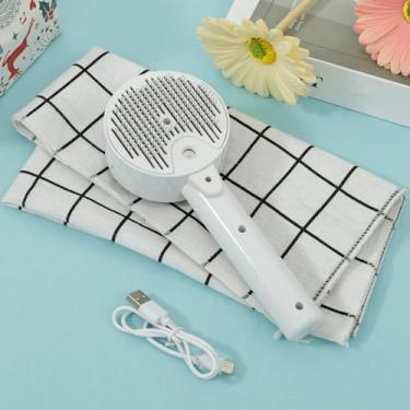 Imagem de DJAPWPX Escova a vapor para gatos confortável, com 2 modos de pulverização para animais de estimação, pente a vapor, portátil, escova, para animais de estimação, escova de pelos de gatos para animais
