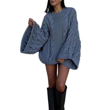 Imagem de Suéter feminino Yeokou, de grandes dimensões, luxuoso, folgado, tricot