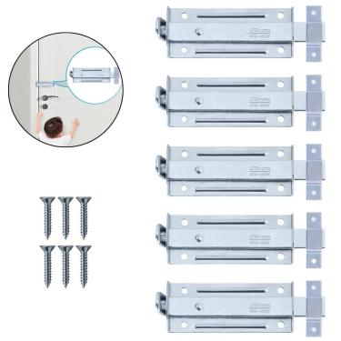 Imagem de Ferrolho Trinco Tarjeta Fecho Chato Porta Janela 10Cm 05 Un