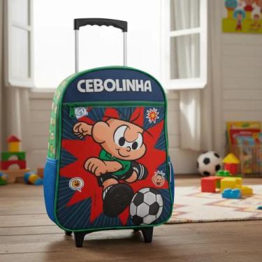 Imagem de Mochila Escolar Turma Da Mônica Cebolinha Aula Rodinhas - luxcel
