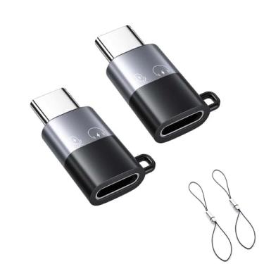 Imagem de iMusk Pacote com 2 adaptadores de áudio para telefone DJI Mic Mini RX fêmea para macho, conector de portas tipo C e Lightning com dois cordões (adaptador Lightning fêmea para macho tipo C)