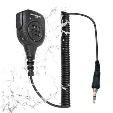 Imagem de Microfone de alto-falante IP54 à prova d'água compatível com a série Horizon HX/FT padrão, rádios Yaesu VX, microfone de ombro durável com áudio transparente (preto)
