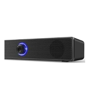 Imagem de Alto-falante de computador com fio, som estéreo, barra de som portátil para jogos, adequado para computadores, telefones celulares, PC preto