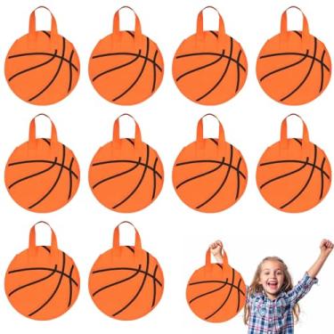 Imagem de KERINGO 16 peças de sacos de lembrancinha de festa de basquete com tema de bola, guloseimas, doces, salgadinhos, sacolas de presente de basquete, sacolas de presente não tecidas para crianças e