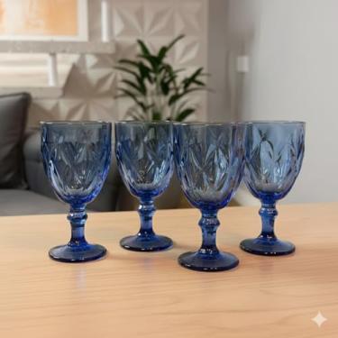Imagem de Conjunto 6 Taças de Vidro Azul Milbani 330ml - Design Sofisticado, Durável e Funcional para Água, Sucos, Drinks e Coquetéis - Ideal para Jantares, Confraternizações e Presentes Elegantes