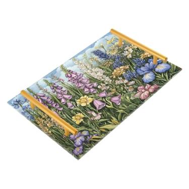 Imagem de Wassud Bandeja de banheiro com alças de flores perfumadas, organizador de perfume para banheiro, quarto, cozinha, 30 x 20 cm