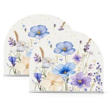 Imagem de Wassud Porta-guardanapos de acrílico com flores delicadas, dispensador de guardanapos de papel moderno em forma de U para mesa, cozinha, sala de jantar, bancada 2 peças (comporta 50-60 guardanapos)