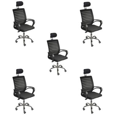 Imagem de Kit 5 Cadeiras de Escritório Diretor Roma com Apoio