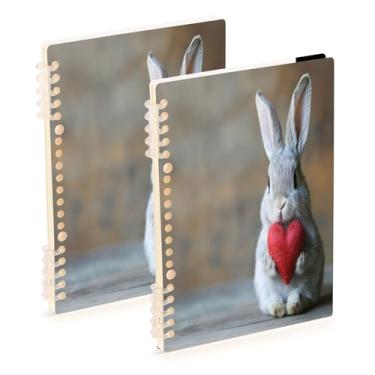 Imagem de Burbuja Cadernos Valentine Bunny, papel pautado universitário A5 com 60 folhas, fichário para diário, escritório, 2 unidades