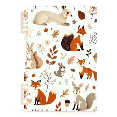 Imagem de Burbuja Caderno Fox Bunny, papel pautado universitário A5 com 60 folhas, fichário para escritório, 1 pacote