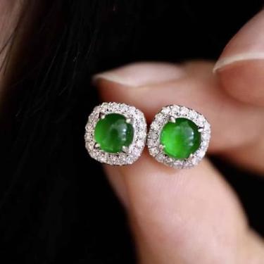 Imagem de Brincos femininos de imitação de opala verde nobre, One, Metal, plástico