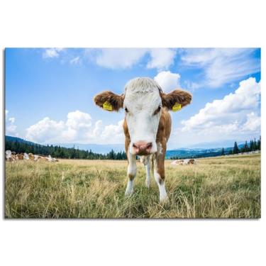 Imagem de 912 Cow Wall Art Farm Hike Canvas Prints Animal Poster For Home Conjunto de 1 Decorações Noframed 45.7 cm x 30.5 cm