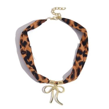 Imagem de Yecomsy Colar de cachecol com pingente de borboleta de seda ajustável com laço e pingente de coração Seastar Gargantilha para mulheres, tecido, Sem Pedra Preciosa