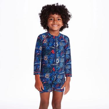 Imagem de Macaquinho Praia Infantil Proteção UV Football Marinho Tip Top