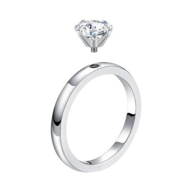 Imagem de Anel De Noivado Solitário Feminino De 1.5 CT Em Aço Inoxidável Com Zir