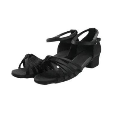 Imagem de Sapatos De Dança Latinos De Salto Baixo Em Cetim Para Meninas, Para Pr
