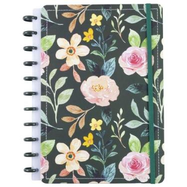 Imagem de Caderno Disko Garden Grande G Capa Dura Disco Reposicionável Floral