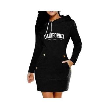 Imagem de Vestido Feminino De Manga Comprida Com Capuz, Estampa De Moda Da Calif
