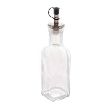 Imagem de Garrafa Para Azeite De Vidro Transparente Com Tampa Preta 200ml - LYOR