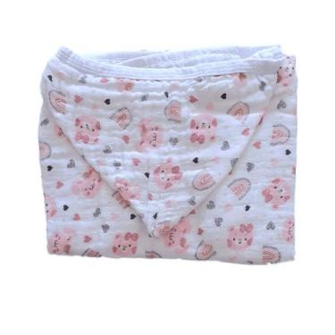 Imagem de Toalha Banho Bebê Soft Fralda com Capuz 85cm x 1,00m  Baby Gijo, Ursin