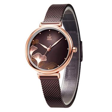Imagem de SHENGKE Relógio feminino de luxo analógico para mulheres à prova d'água moda casual relógio feminino relogio feminino marrom, K0139 - marrom