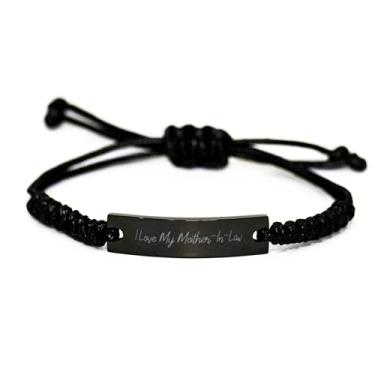 Imagem de SpreadPassion Mother in-Law Gifts for Mom, I Love My Mother-in-Law, Brilliant Mother-in-law Bracelete de corda preta, pulseira gravada da Daughter